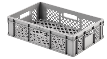 Brühwurstbehälter 600 x 400 x 160 mm, Seiten/Boden durchbrochen