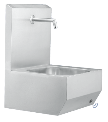 Hand washing basin with splsh guard