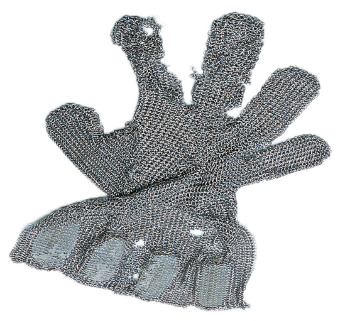 Repair work for metal mesh gloves