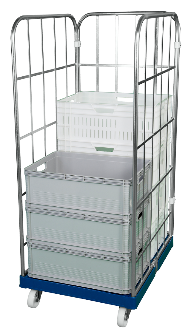 Plastic roll container 3-sided for e-boxes