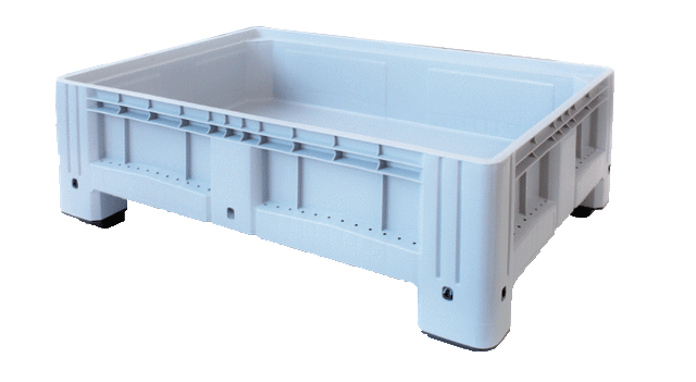RUMPL Basic Palettenbox 195 Liter aus Kunststoff, 1.200 x 800 x 400 mm, 4 Füße, Grau