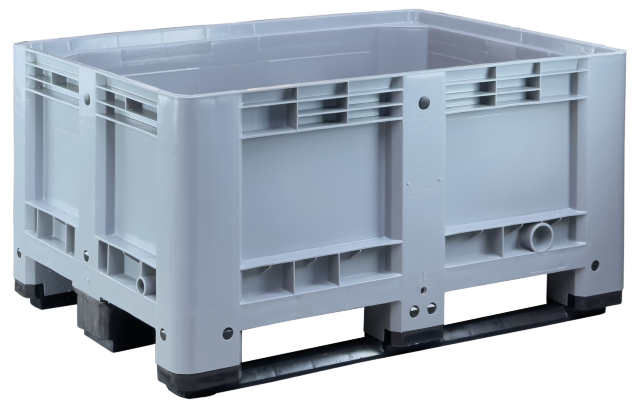 Pallet box HD made of plastic 330 liter, 1.200 x 800 x 600 mm, GREY