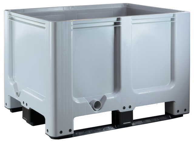 RUMPL Basic Palettenbox 520 Liter aus Kunststoff, 1.200 x 800 x 790 mm, 2 Kufen, Grau