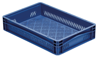 Brühwurstbehälter 600 x 400 x 120 mm, Seiten/Boden durchbrochen